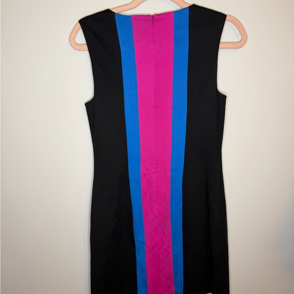 Trina Turk Colorblock Sheath Dress Pink Blue Black Sleeveless Stretch Small - Picture 6 of 13